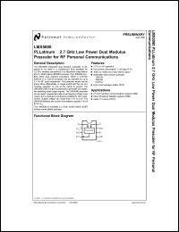 LMX5080M datasheet: PLLatinum 2.7 GHz Low Power Dual Modulus Prescaler for RF Personal Communications LMX5080M