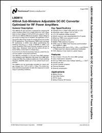LM2614BTL datasheet: 400mA Sub-Miniature Adjustable DC-DC Converter Optimized for RF Power Amplifiers LM2614BTL