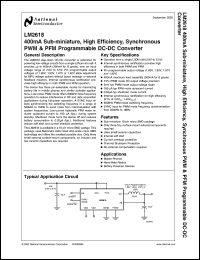 LM2618BTL datasheet: 400mA Sub-miniature, High Efficiency, Synchronous PWM & PFM Programmable DC-DC Converter LM2618BTL
