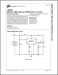 LM2622MM-ADJ datasheet: 600kHz/1.3MHz Step-up PWM DC/DC Converter LM2622MM-ADJ