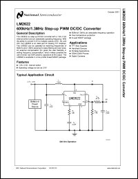 LM2622MMX-ADJ datasheet: 600kHz/1.3MHz Step-up PWM DC/DC Converter LM2622MMX-ADJ