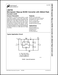 LM2703EV datasheet: Micropower Step-up DC/DC Converter with 350mA Peak Current Limit LM2703EV