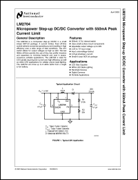 LM2704MFX-ADJ datasheet: Micropower Step-up DC/DC Converter with 550mA Peak Current Limit LM2704MFX-ADJ