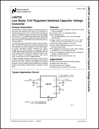 LM2750-5.0MDC datasheet: Low Noise, 5.0V Regulated Switched Capacitor Voltage Converter LM2750-5.0MDC