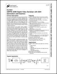 CLC021VGZ-5.0 datasheet: SMPTE 259M Digital Video Serializer with EDH Generation/Insertion CLC021VGZ-5.0