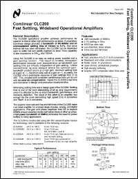 CLC200A8CC datasheet: Fast Settling, Wideband CLC200A8CC