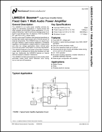 LM4820-6.0MDC datasheet: Fixed Gain 1 Watt Audio Power Amplifier LM4820-6.0MDC
