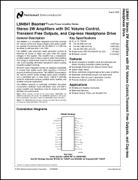 LM4841LQ datasheet: Stereo 2W Amplifiers with DC Volume Control, Transient Free Outputs, and Cap-less Headphone Drive LM4841LQ