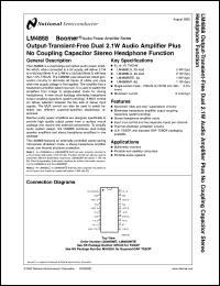 LM4868LQX datasheet: Output-Transient-Free Dual 2.1W Audio Amplifier Plus No Coupling Capacitor Stereo Headphone Function LM4868LQX