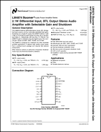 LM4874MH datasheet: 2.1W Differential Input, BTL Output Stereo Audio Amplifier with Selectable Gain and Shutdown LM4874MH