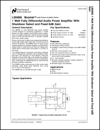 LM4895LD datasheet: 1 Watt Fully Differential Audio Power Amplifier With Shutdown Select and Fixed 6dB Gain LM4895LD