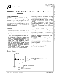 DP83820BVUW datasheet: 10/100/1000 Mb/s PCI Ethernet Network Interface Controller DP83820BVUW