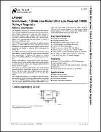LP3985IBP-2.8EV datasheet: Micropower, 150mA Low-Noise Ultra Low-Dropout CMOS Voltage Regulator LP3985IBP-2.8EV