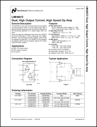 LMH6672MR datasheet: Dual, High Output Current, High Speed Op Amp LMH6672MR