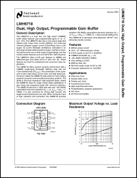 LMH6718MAX datasheet: Dual, High Output, Programmable Gain Buffer LMH6718MAX