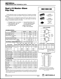 MC10H135ML1 datasheet: Dual J-K Master-Slave Flip-Flop MC10H135ML1