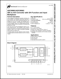 ADC08061CIN datasheet: 500 ns A/D Converter with S/H Function and Input Multiplexer ADC08061CIN