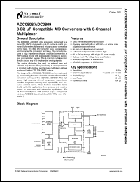 ADC0808CCJ datasheet: 8-bit Microprocessor Compatible A/D Converters With 8-Channel Multiplexer ADC0808CCJ
