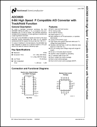 ADC0820BCJ datasheet: 8-Bit High Speed µP Compatible A/D Converter with Track/Hold Function ADC0820BCJ