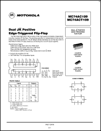 MC74ACT109DR2 datasheet: Dual JK Positive Edge Triggered Flip Flop MC74ACT109DR2