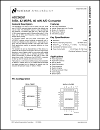 ADC08351MDC datasheet: 8-Bit, 42MHz, 36mW A/D Converter ADC08351MDC