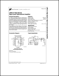 LM6313N datasheet: High Speed, HIgh Power Operational Amplifier LM6313N