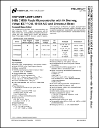 COP8CCE9IMT7 datasheet: 8-Bit CMOS Flash Microcontroller with 8k Memory, Virtual EEPROM, 10-Bit A/D and 4.17V to 4.5V Brownout Reset COP8CCE9IMT7