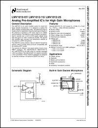 LMV1012TPX-25 datasheet: Analog Pre-Amplified ICs for High Gain Microphones LMV1012TPX-25