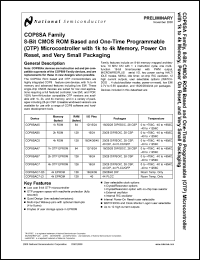 COP8SAC744V8 datasheet: 8-Bit CMOS OTP Microcontroller with 4k Memory, 128 RAM, Power On Reset (POR), and Very Small Packaging COP8SAC744V8