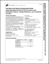 ADC08032BIWM datasheet: 8-Bit High Speed Serial I/O A/D Converter with Multiplexer Options, Voltage Ref. and Track/Hold Function ADC08032BIWM