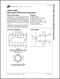 LM361J datasheet: High Speed Differential Comparator LM361J