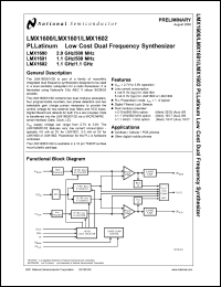 LMX1601SLBX datasheet: 1.1 GHz/500 MHz PLLatinum Low Cost Dual Frequency Synthesizer LMX1601SLBX