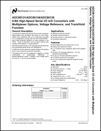 ADC08134CIN datasheet: 8-Bit High Speed Serial I/O A/D Converter with Multiplexer Options, Voltage Reference and Track/Hold Function ADC08134CIN