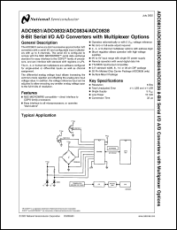 ADC0832BIWM datasheet: 8-Bit Serial I/O A/D Converter with Multiplexer Option ADC0832BIWM