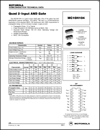 MC10H104ML1 datasheet: Quad 2-Input AND Gate MC10H104ML1