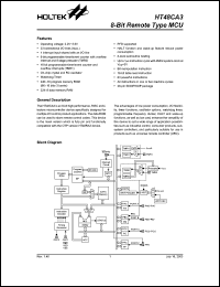 HT48CA3 datasheet: 8-bit remote type MCU, 24K x 16 program memory ROM, 224 x 8 data memory RAM HT48CA3