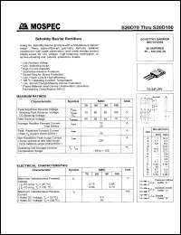 S20D80C datasheet: Dual schottky barrier rectifiers, 20A, 80V S20D80C