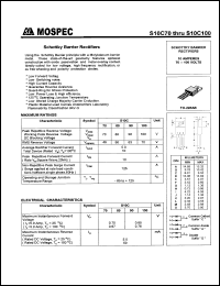 S10C70A datasheet: Schottky barrier rectifiers, 10A, 70V S10C70A