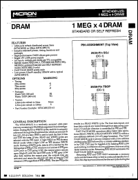 MT4C4001JTG-6S datasheet: 1M x 4 DRAM self refresh, 60ns MT4C4001JTG-6S