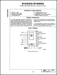 ID8156B datasheet: 2048-bit static MOS RAM with I/O ports and timer, 2.5 MHz ID8156B