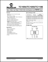 TC1054-2.5VCT datasheet: 50mA CMOS LDOs with shutdown and ERROR output, output voltage 2.5 V TC1054-2.5VCT