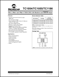 TC1054-4.0VCT datasheet: 50mA CMOS LDOs with shutdown and ERROR output, output voltage 4.0 V TC1054-4.0VCT