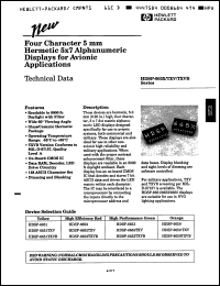 HDSP-6653TXV datasheet: Four character 5mm hemetic 5x7 alphanumeric display for avionic applications, high performance green HDSP-6653TXV