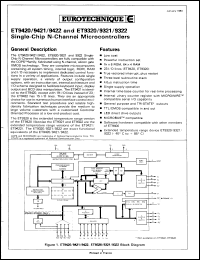 ETL9420/N datasheet: Single-chip N-channel micricontroller, 1K x 8 ROM, 64 x 4 RAM ETL9420/N