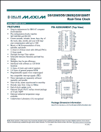 DS12885T datasheet: Real-time clock, 14 bytes of clock and control registers, 114 bytes of general purpose RAM DS12885T