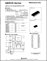 HM6116LFP-4 datasheet: 2048-word x 8-bit speed CMOS static RAM, 200ns, low power HM6116LFP-4