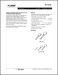 V8ZA2 datasheet: Radial lead metal-oxide varistors, 4V V8ZA2