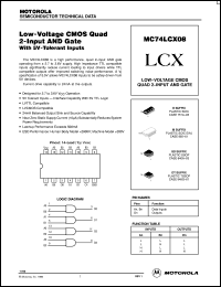 MC74LCX08DTEL datasheet: Low-Voltage CMOS Quad 2-Input AND Gate with 5V-Tolerant Inputs MC74LCX08DTEL