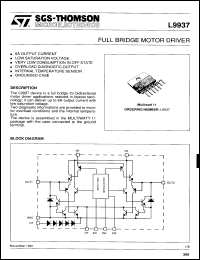L9937 datasheet: Full bridge motor driver L9937