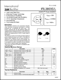 IRL3803S datasheet: N-channel power MOSFET for logic-level gate drive applications, 30V, 140A IRL3803S